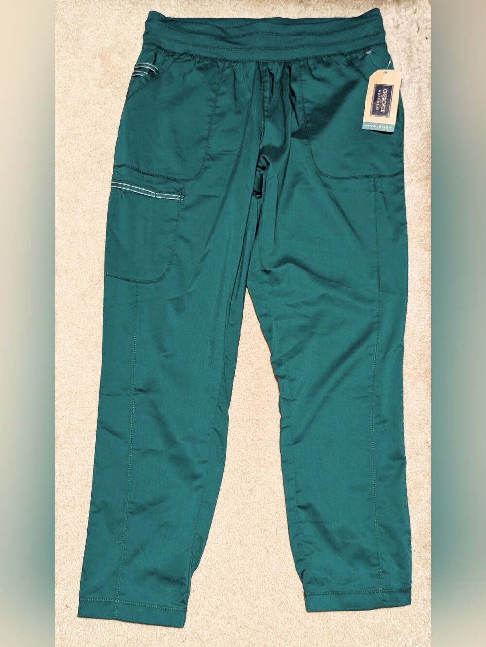 Cherokee Workwear Revolution Jogger Scrub Pants Hunter Green Size M Womens